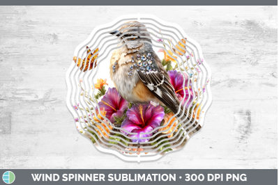 Mockingbird Wind Spinner Birds 01 Floral Summer Sublimation