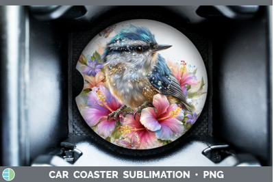 Nuthatch Car Coaster Birds 01 Floral Summer Sublimation Drin