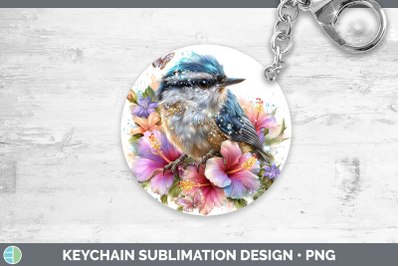 Nuthatch Keychain Birds 01 Floral Summer Sublimation Keyring
