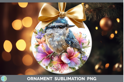 Nuthatch Ornament Birds 01 Floral Summer Sublimation Bauble
