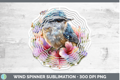 Nuthatch Wind Spinner Birds 01 Floral Summer Sublimation Spi