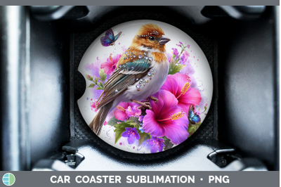 Pine Grosbeak Car Coaster Birds 01 Floral Summer Sublimation
