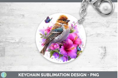 Pine Grosbeak Keychain Birds 01 Floral Summer Sublimation Ke