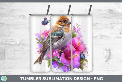 Pine Grosbeak Tumbler Birds 01 Floral Summer Sublimation 20