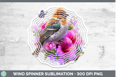 Pine Grosbeak Wind Spinner Birds 01 Floral Summer Sublimatio
