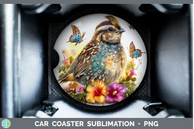 Quail Car Coaster Birds 01 Floral Summer Sublimation Drink M