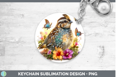 Quail Keychain Birds 01 Floral Summer Sublimation Keyring De