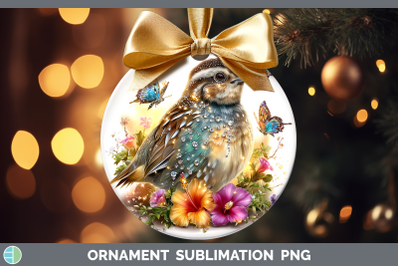 Quail Ornament Birds 01 Floral Summer Sublimation Bauble Des