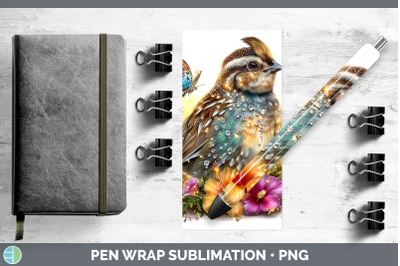 Quail Pen Wrap Birds 01 Floral Summer Sublimation Pen Design