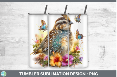 Quail Tumbler Birds 01 Floral Summer Sublimation 20 oz Skinn