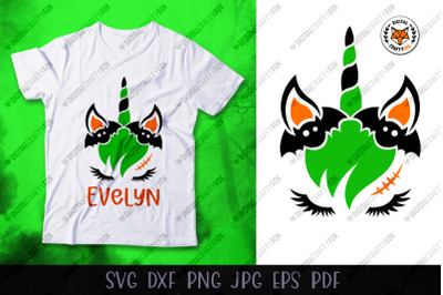 Halloween Unicorn Face SVG, Cute Unicorn Face Cut File