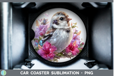 Snow Bunting Car Coaster Birds 01 Floral Summer Sublimation