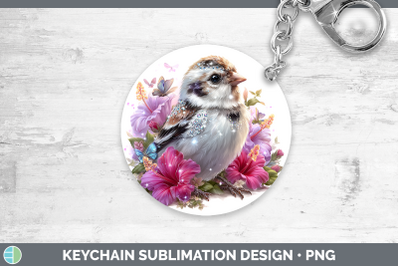 Snow Bunting Keychain Birds 01 Floral Summer Sublimation Key