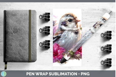 Snow Bunting Pen Wrap Birds 01 Floral Summer Sublimation Pen