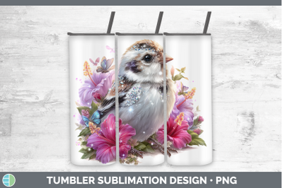Snow Bunting Tumbler Birds 01 Floral Summer Sublimation 20 o
