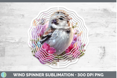 Snow Bunting Wind Spinner Birds 01 Floral Summer Sublimation