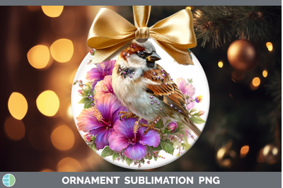 Sparrow Ornament Birds 01 Floral Summer Sublimation Bauble D