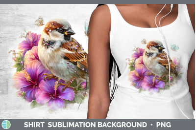 Sparrow Shirt Birds 01 Floral Summer Sublimation Background