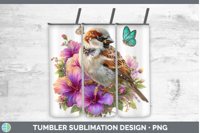 Sparrow Tumbler Birds 01 Floral Summer Sublimation 20 oz Ski