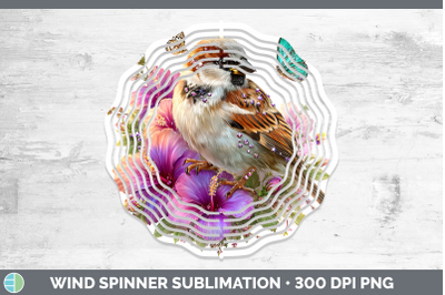 Sparrow Wind Spinner Birds 01 Floral Summer Sublimation Spin