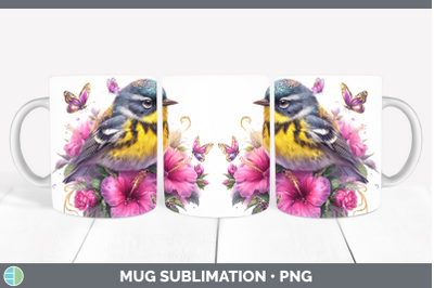 Warbler Mug Wrap Birds 01 Floral Summer Sublimation Coffee C
