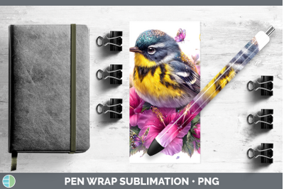 Warbler Pen Wrap Birds 01 Floral Summer Sublimation Pen Desi