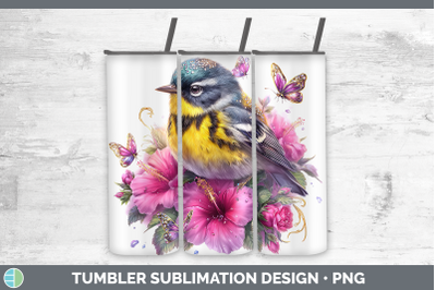 Warbler Tumbler Birds 01 Floral Summer Sublimation 20 oz Ski