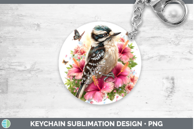 Woodpecker Downy Keychain Birds 01 Floral Summer Sublimation