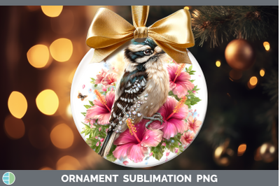 Woodpecker Downy Ornament Birds 01 Floral Summer Sublimation