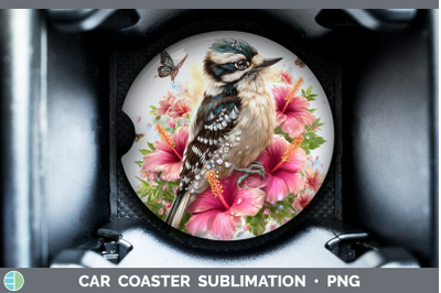 Woodpecker Downy Car Coaster Birds 01 Floral Summer Sublimat