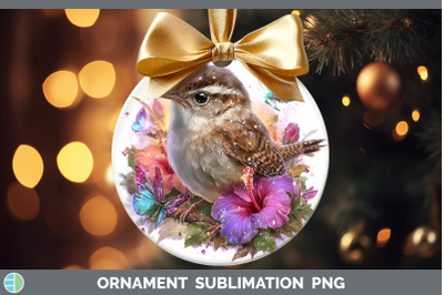 Wren Ornament Birds 01 Floral Summer Sublimation Bauble Desi