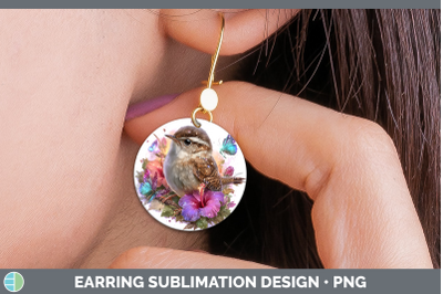 Wren Round Earrings Birds 01 Floral Summer Sublimation Earri