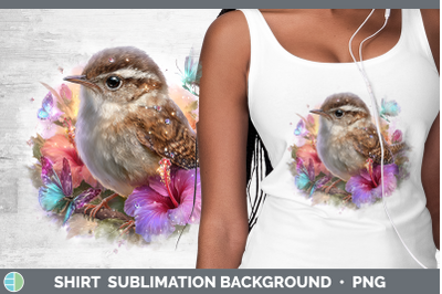 Wren Shirt Birds 01 Floral Summer Sublimation Background Des