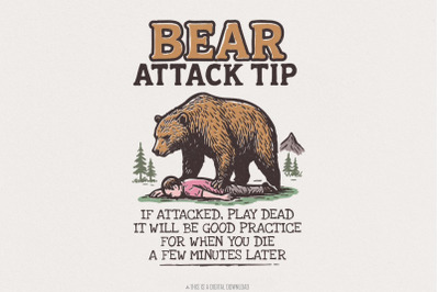 Bear Attack Tip PNG, If Attacked Play Dead, Funny Survival Quote, Bear