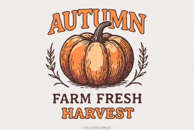Autumn Farm Fresh Harvest PNG, Pumpkin Digital Download, Rustic Fall S