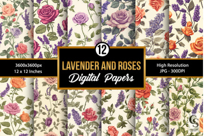 Lavender and Roses Seamless Floral Pattern
