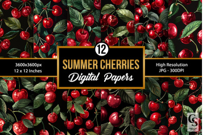 Summer Sweet Cherries Seamless Pattern