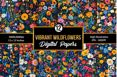 Vibrant Wildflowers Seamless Patterns