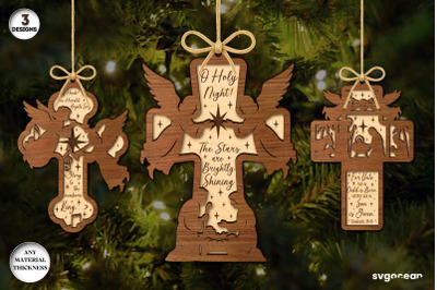 Nativity Cross Ornaments Laser Cut