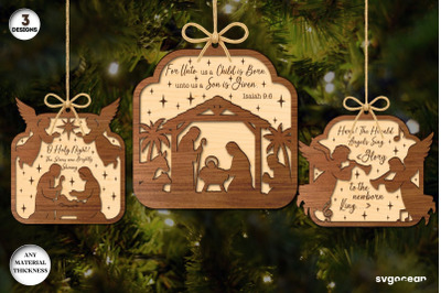 Religious Nativity Ornaments Laser Cut