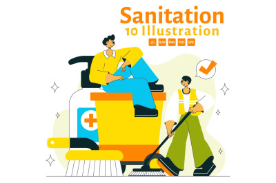 10 Sanitation Vector Illustration