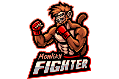 Monkey fighter esport mascot logo design