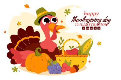 10 Happy Thanksgiving Day Illustration