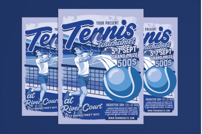 Tennis Tournament Retro Style Flyer