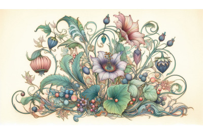 Art Nouveau Botanical Illustration.