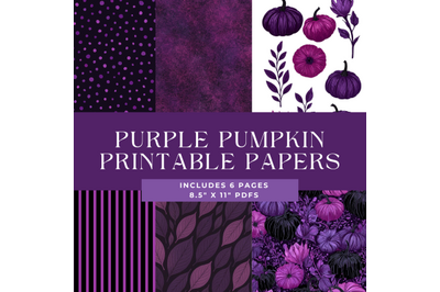Purple Pumpkin Printable Papers