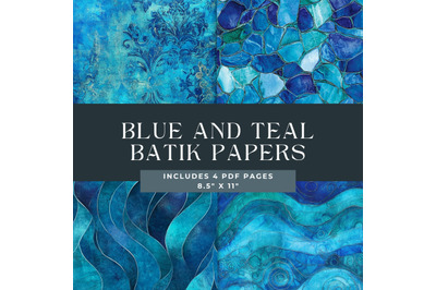 Blue Batik Printable Papers for Crafting