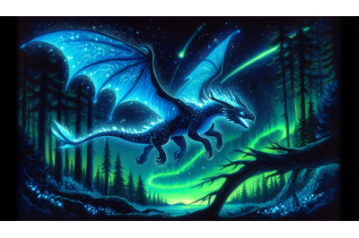 Bioluminescent Dragon Midnight Flight