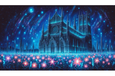 Cathedral Bioluminescent Bloom Night