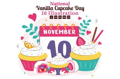 10 National Vanilla Cupcake Day Illustration